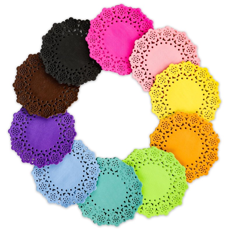 200 Pcs 3 Inch Round Lace Colored Paper Doilies, Assorted 3 inch, Multicolor gallery