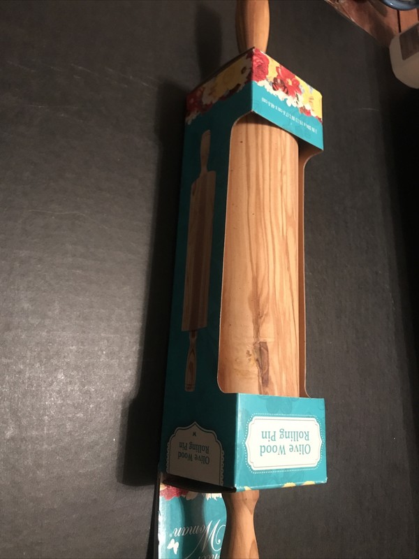 Pioneer Woman Olive Wood Rolling Pin HTF New In Box gallery