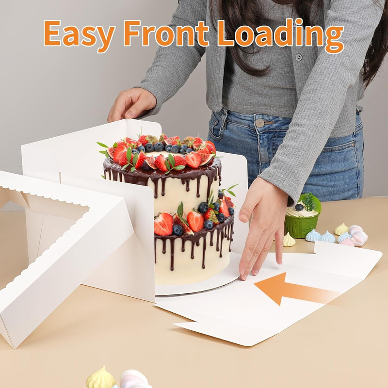 10 Inch Cake Box with Cake Boards, 2 Pack Disposable Cake Carrier, Cakes Transpo gallery