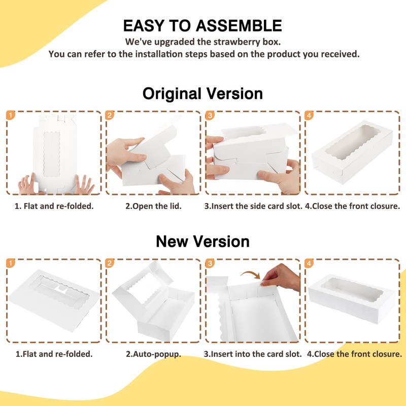 30pcs Auto-Popup Cookie Boxes, 12x5.5x2.5 Inch White Bakery with Window for T... gallery