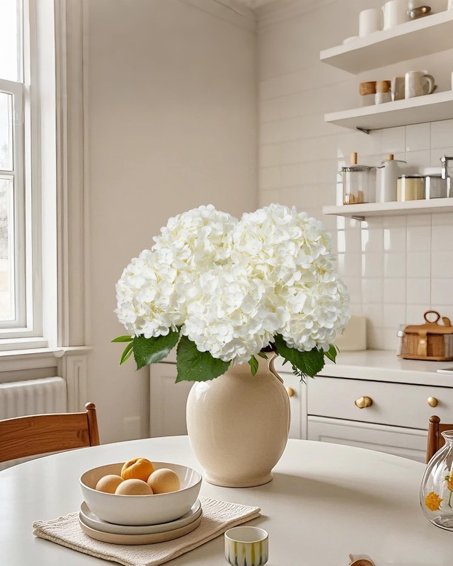 DuHouse 4Pcs Large Hydrangea Artificial Flowers 20in Latex Real Touch Lifelike f gallery