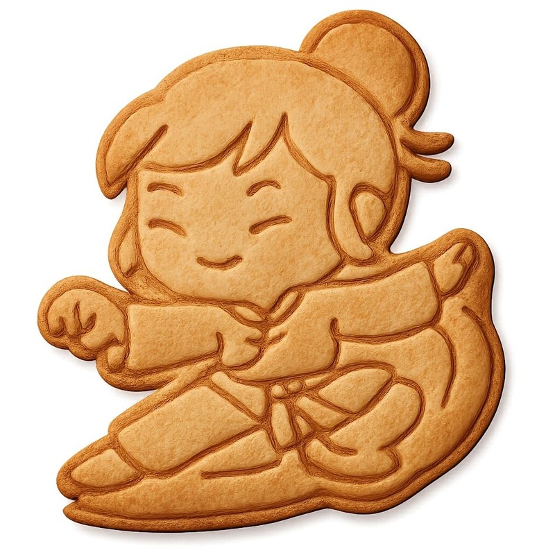 Chibi Kung Fu Girl Valley Slide Cookie Cutter & Stamp, Fondant & Clay – 4×3.3