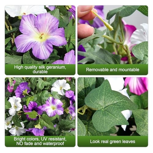 Artificial Fake Flowers Plants for Outdoor UV Resistant, 2PCS 2ps White Purple gallery