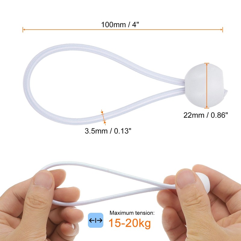20Pcs Ball Bungee Cords 4" Heavy Duty Bungee Cord Balls for Tent Holding, White gallery