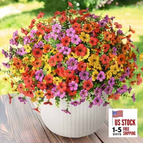 Artificial Flowers Faux Plants Outdoor Fake Flowers Spring Decor,12 Bundles Mix