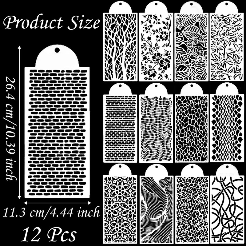 12 PCS Cake Stencils Templates Set, Floral, Leaf, Stripe, Lace, Icing Decor gallery