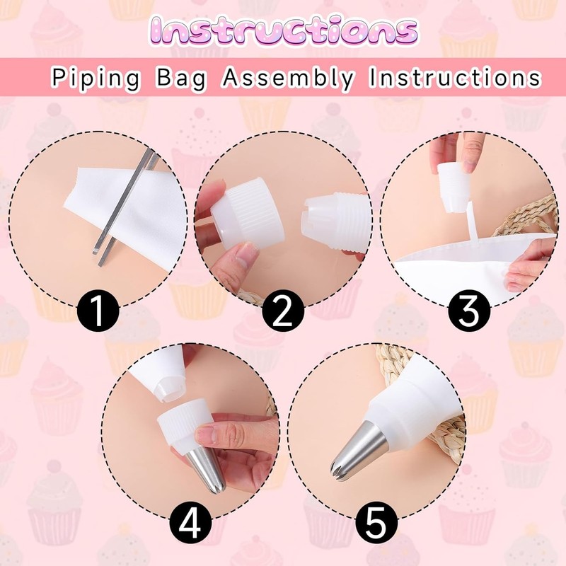 9 Piece Piping Bags & Tips Set 16inch Reusable Pastry Bags Cake Decorating gallery