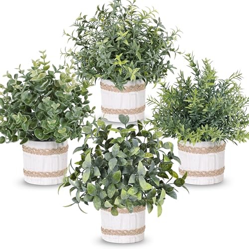 4 Pack Farmhouse Fake Plants Artificial Plants for Home Kitchen Office 4-grey gallery