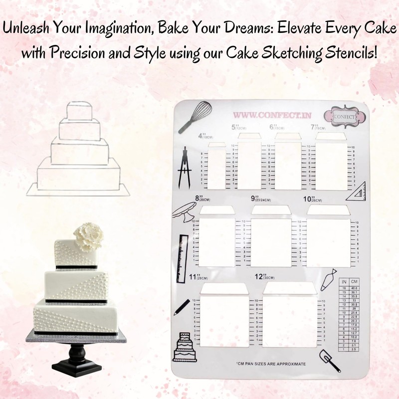 Square Cake Sketching Stencils Reusable for Baking Icing Fondant Decor gallery