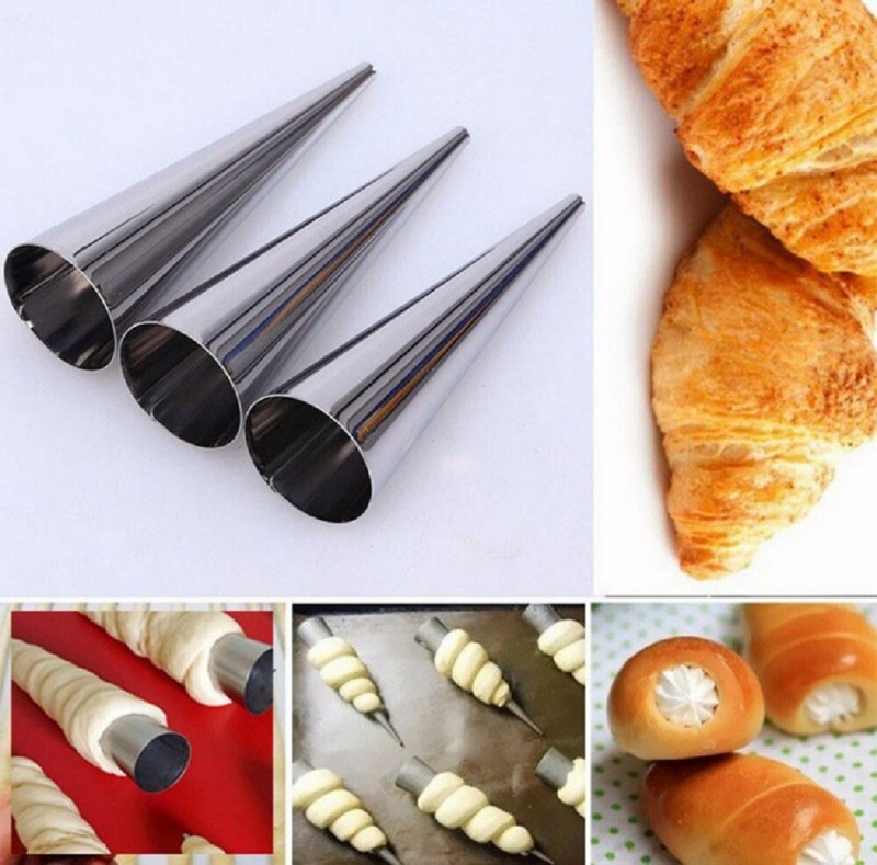 12pc Stainless Steel Pastry Mold Set Cream Horn Cannoli Baking Tubes Forms gallery