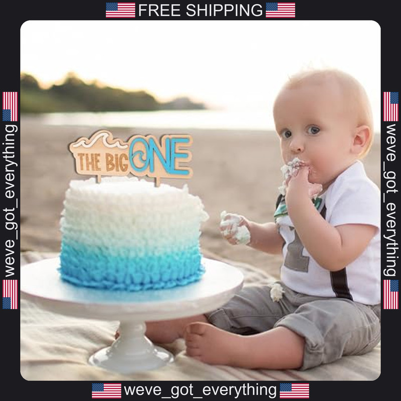 Wood Cake Topper Surf Wave First Birthday Party Decor gallery