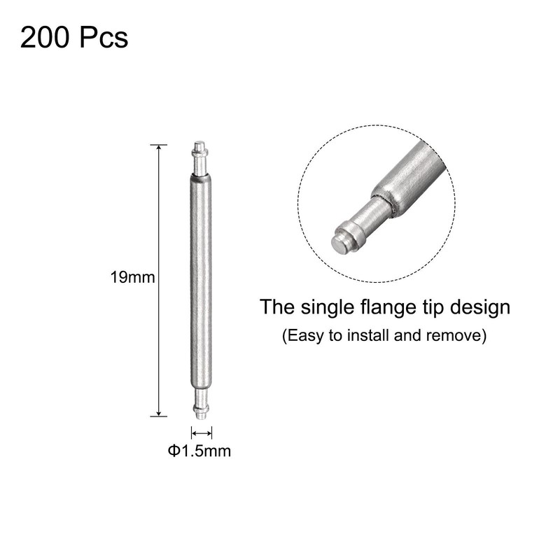 17mm Watch Strap Pin 1.5mm Dia Stainless Steel Single Flanged 200pcs gallery