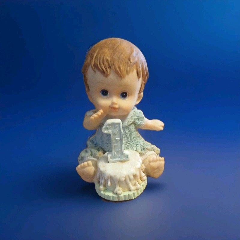 Vintage Porcelain Bisque 1st Birthday Cake Topper