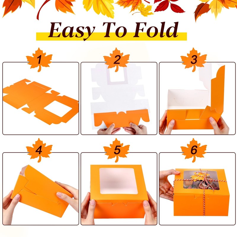 48 Pcs Fall Treat Boxes with Window 6.3x6.3x3 Inch Thanksgiving Cookie Boxes ... gallery
