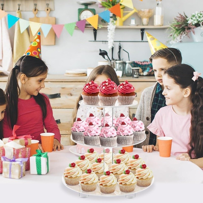Durable Acrylic Cupcake Stand 3 Tier Dessert Display Weddings Birthdays Events gallery
