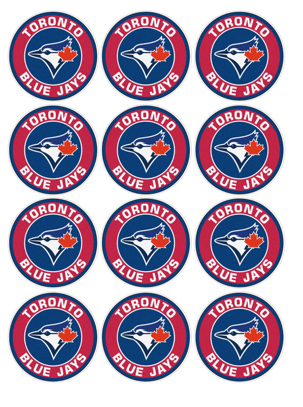 set of 12 Toronto Blue Jays edible image rounds, pre cut, choose your sz.