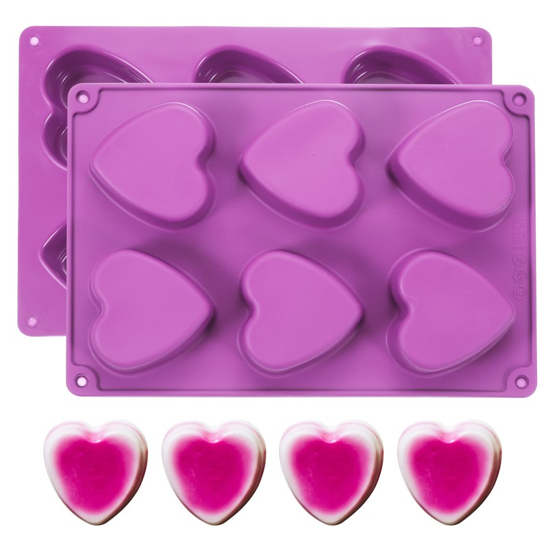 Silicone Heart Mold for Chocolate 3D, 2pcs Dark Purple