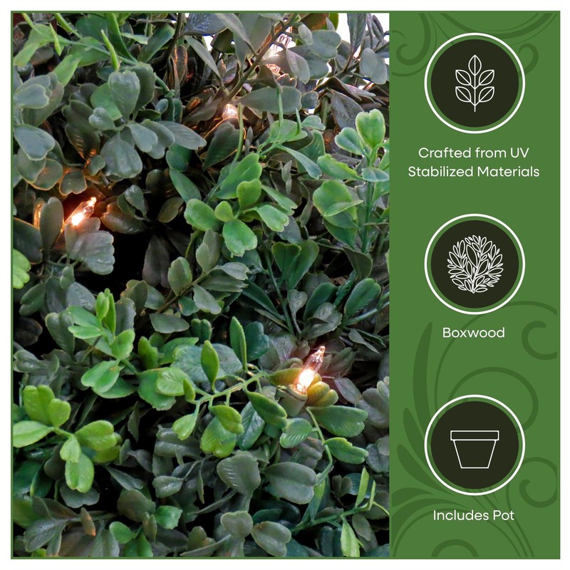 National Tree Company 2 Ft Prelit Artificial Boxwood Single Ball Topiary 50 gallery