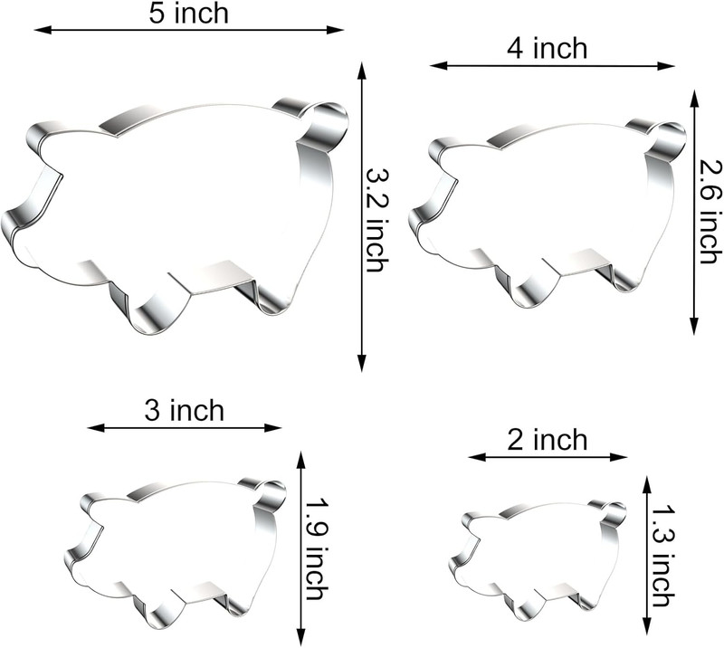 Pig Cookie Cutter Set Large - 5 Inch, 4 Inch, 3 Inch, 2 Inch - Cute Piggy Farm A gallery