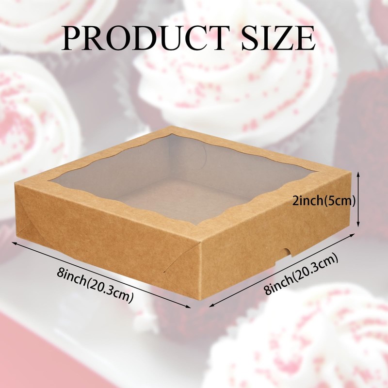 Brown Bakery Boxes Window 15 PCS 8x8x2 Inch Christmas Cookies Cakesicle Box gallery