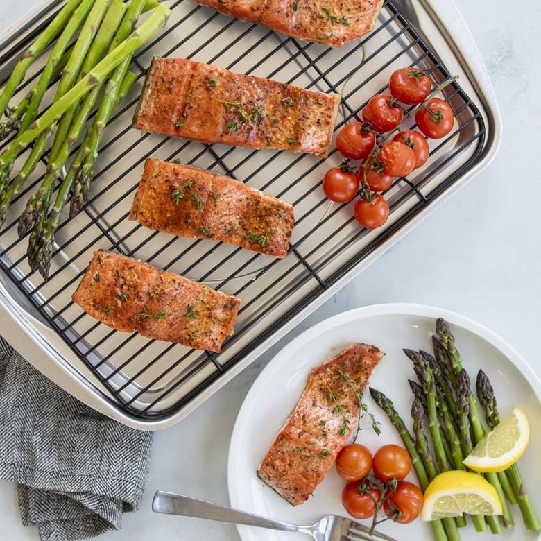 Nordic Ware Oven Crisp Baking Tray 2Pc Set Includes Pan And Rack Natural gallery