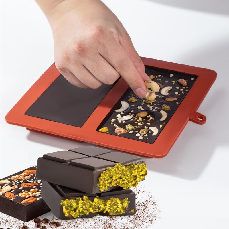 UWILLION Chocolate Bar Mold Deep Dubai 1 Inch Pistachio Chocolate Bar Silicon... gallery