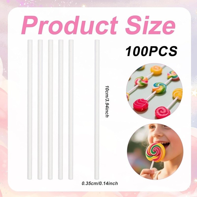 100 Lollipop Sticks Cake Pops DIY Desserts Party Supplies Safe Quality Paper New gallery