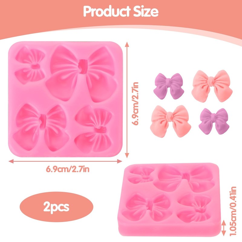 2-Pack Bow Molds for Chocolate, Silicone Fondant-Mold for Mini Cake Making & ... gallery