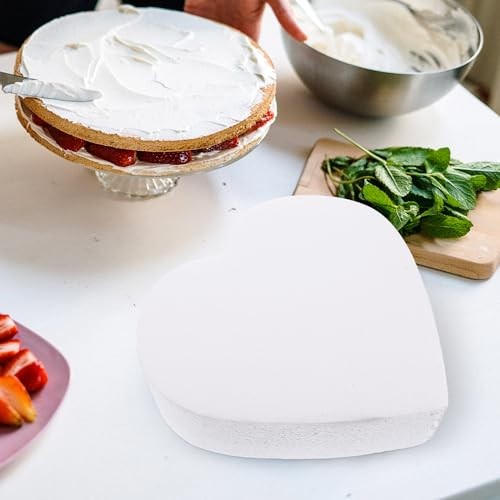 Heart Shaped Cake Dummy 8 Inch Foam Cake Model for Wedding 20X20X5CM White gallery