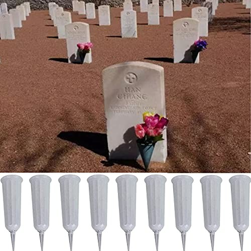 Cemetery Vases with Spikes 12 Pcs Grave Decorations for Flowers Plastic Large gallery