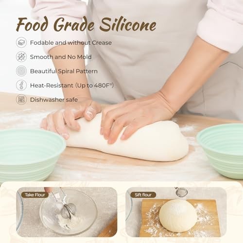 Sourdough Baking Supplies Kit - Banneton Proofing Basket Set, Silicone Sling & T gallery