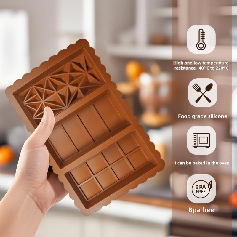 Chocolate Bar Mold - Food Grade Silicone Chocolate Molds, Non-Stick & Easy to Re gallery