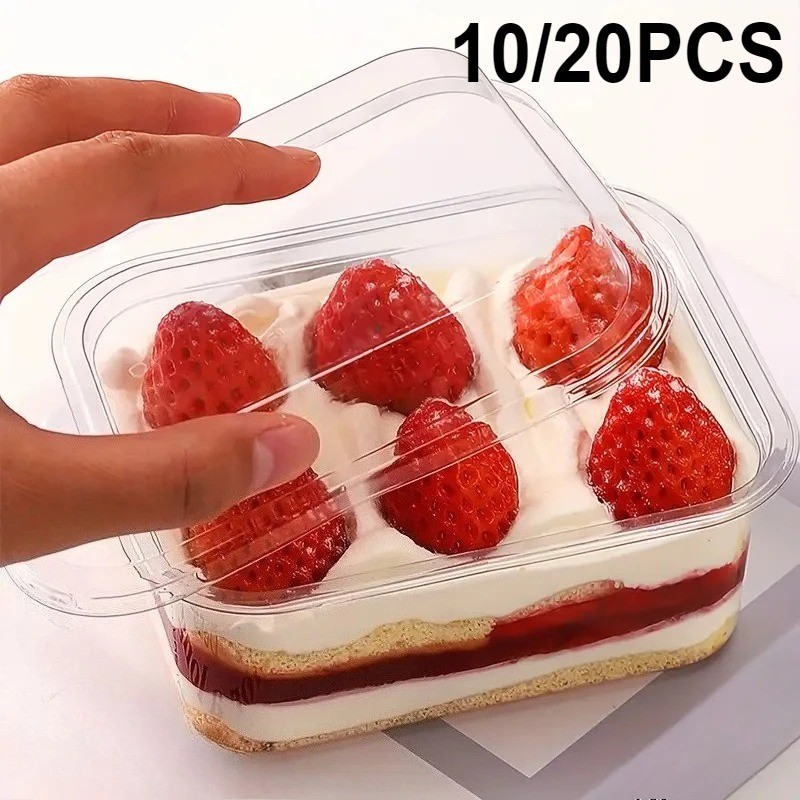 10/20PCS Clear Tiramisu Cake Boxes – Disposable Dessert Containers with Lids