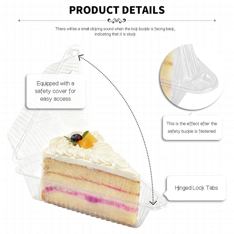 YOIYINI 100Pcs Cake Slice Containers,Pie 5.4x4.2x2.9 inches, clear gallery