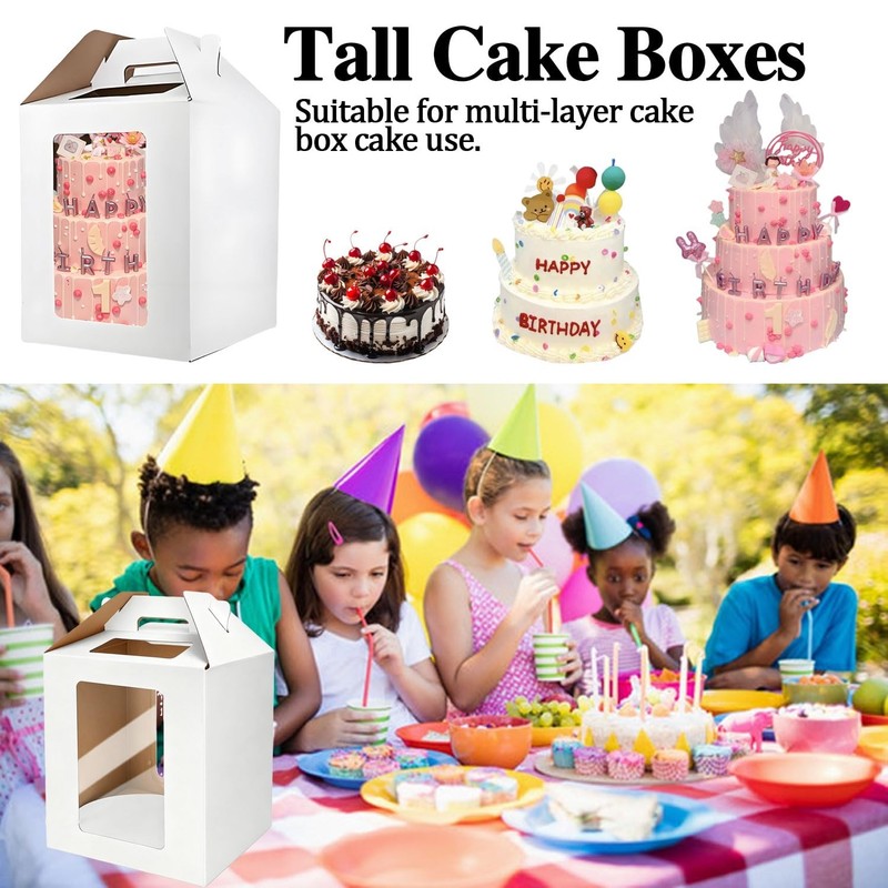 Cake Boxes - 2 Pack Tall Cake Box 12x12x14 Inch Disposable Layer Carrier with... gallery
