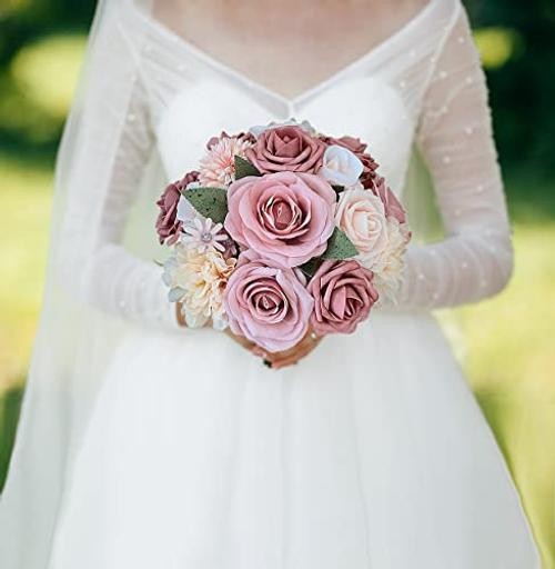 Roses Artificial Flowers Pink Bouquets Box Set for DIY Bridal Blush Pink gallery