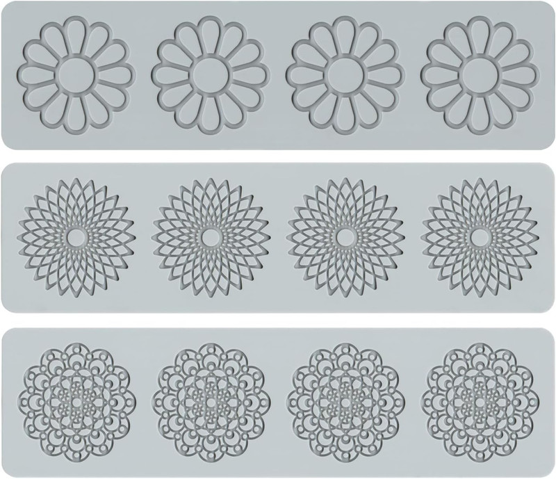 Embossing Lace Fondant Molds, Multi Circle Flowers Lace Mat Wedding Cake Decorat