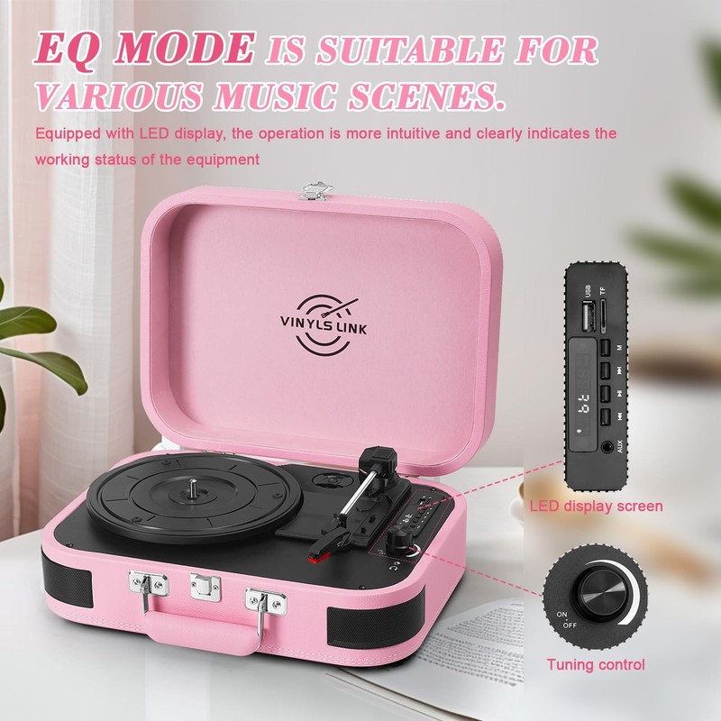 Vinyls Link Vinyl Record Player 3 Speed Bluetooth Turntable Belt Drive Lp Play gallery