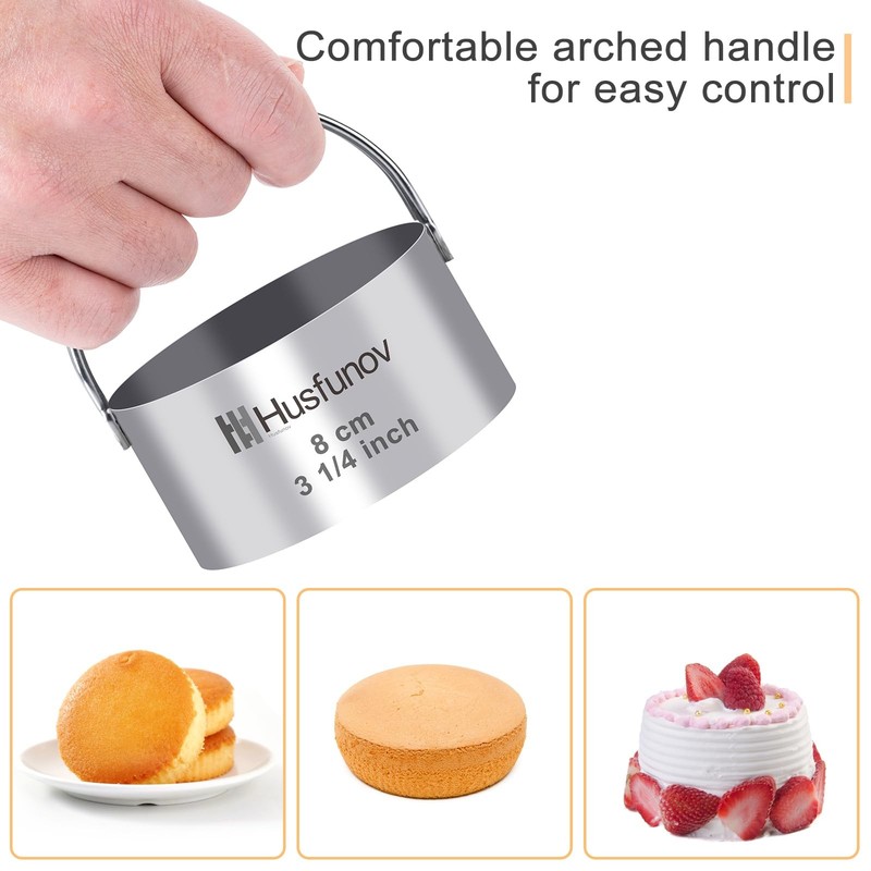 Biscuit Cutter Set Round Cookie Cutters with Handle 5 Pieces Stainless gallery