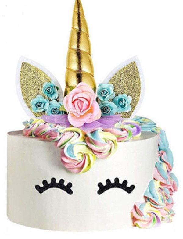 Unicorn Cake Topper Set 5-1/2" Tall X 4" Wide Blue USA Seller gallery