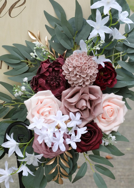 Ponatia Wedding Arch - Artificial Burgundy & Dusty Rose & Blush Flowers (Pack of gallery