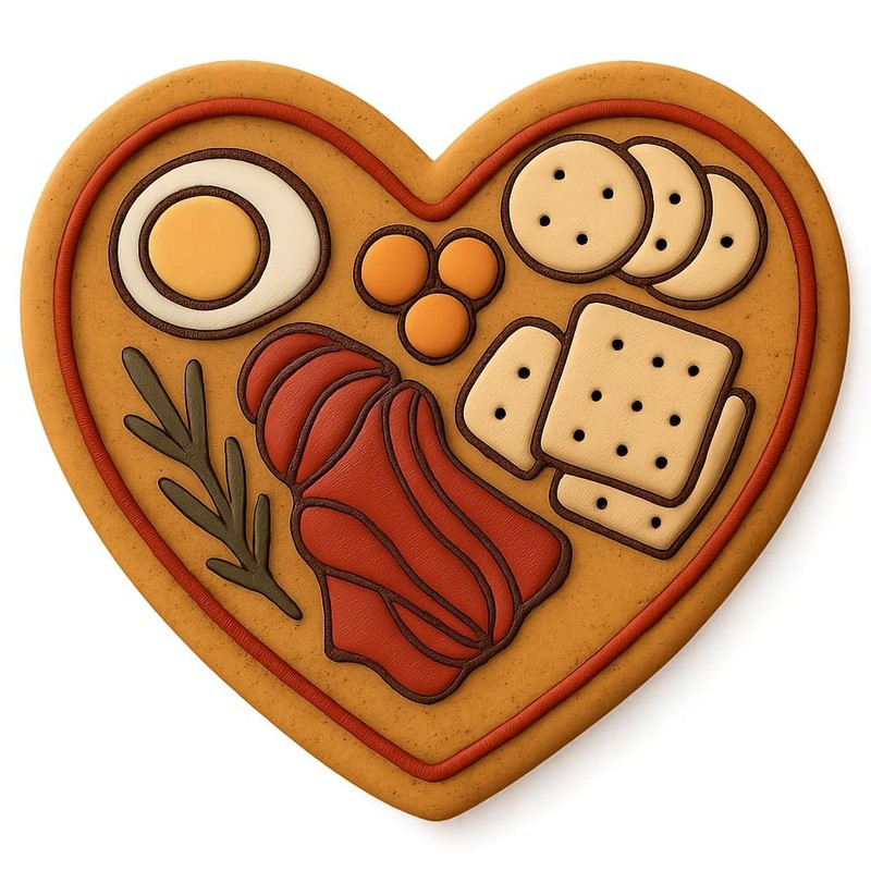 Heart-shaped Charcuterie Collection Cookie Cutter & Stamp, Fondant & Clay - 4x3. gallery