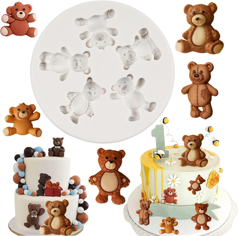 Bear Silicone Fondant Molds Bear Candy Chocolate Molds for Cake Decoration Cupca