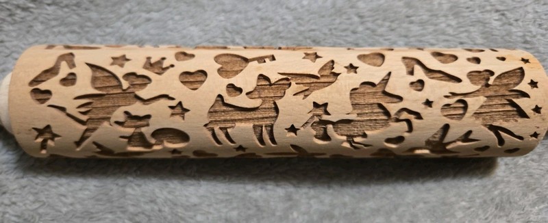Pastry made -Wooden Rolling Pin - Embossed Engraved Carved Disney Themed-New gallery