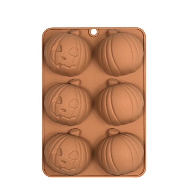 6 Cavity Halloween Pumpkin Silicone Mold 3D Fondant Mold DIY Resin Ornament Mold