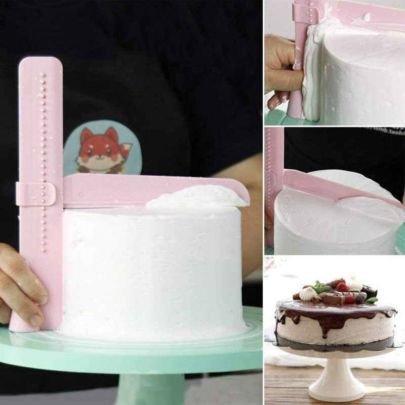 2psc Adjustable Cake Scrapers, Silicone Brush+ 5 Paper Doilies Cake Smoother Set gallery