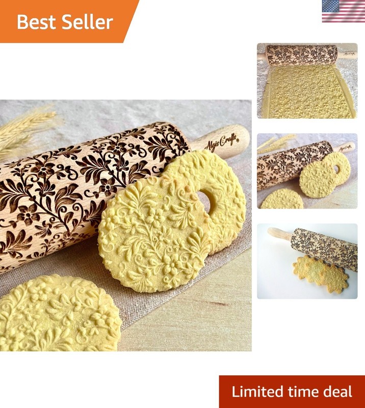 Gift-Ready Floral Embossing Rolling Pin – Elevate Your Baking Experience