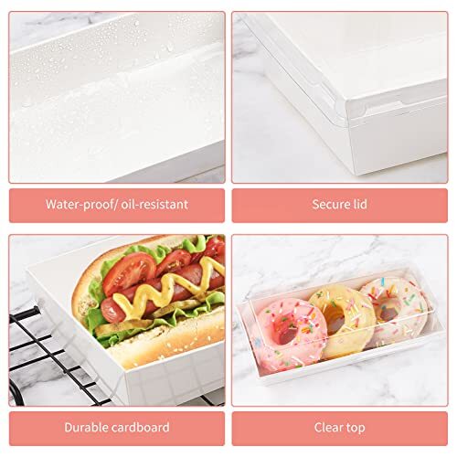 Charcuterie Boxes with Clear Lids, 50 Pack White Bakery Boxes, Cookie Boxes, ... gallery