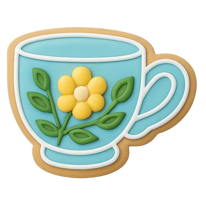 Floral Tea Cup Cookie Cutter & Stamp, Fondant & Clay - 4x3 gallery