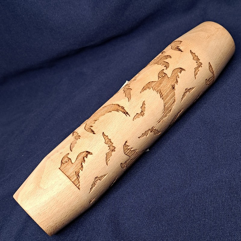 STIR Unused Wooden GHOSTS BATS Short Rolling Pin Embossing Halloween Treats 2022 gallery
